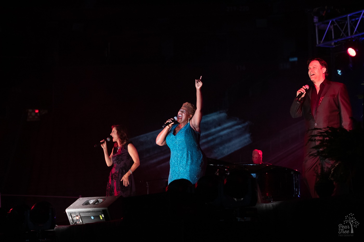 Rita Harvey, Capathia Jenkins, and Richard Todd Adams performing for Covenant House Georgia guests at Night of Broadway Stars