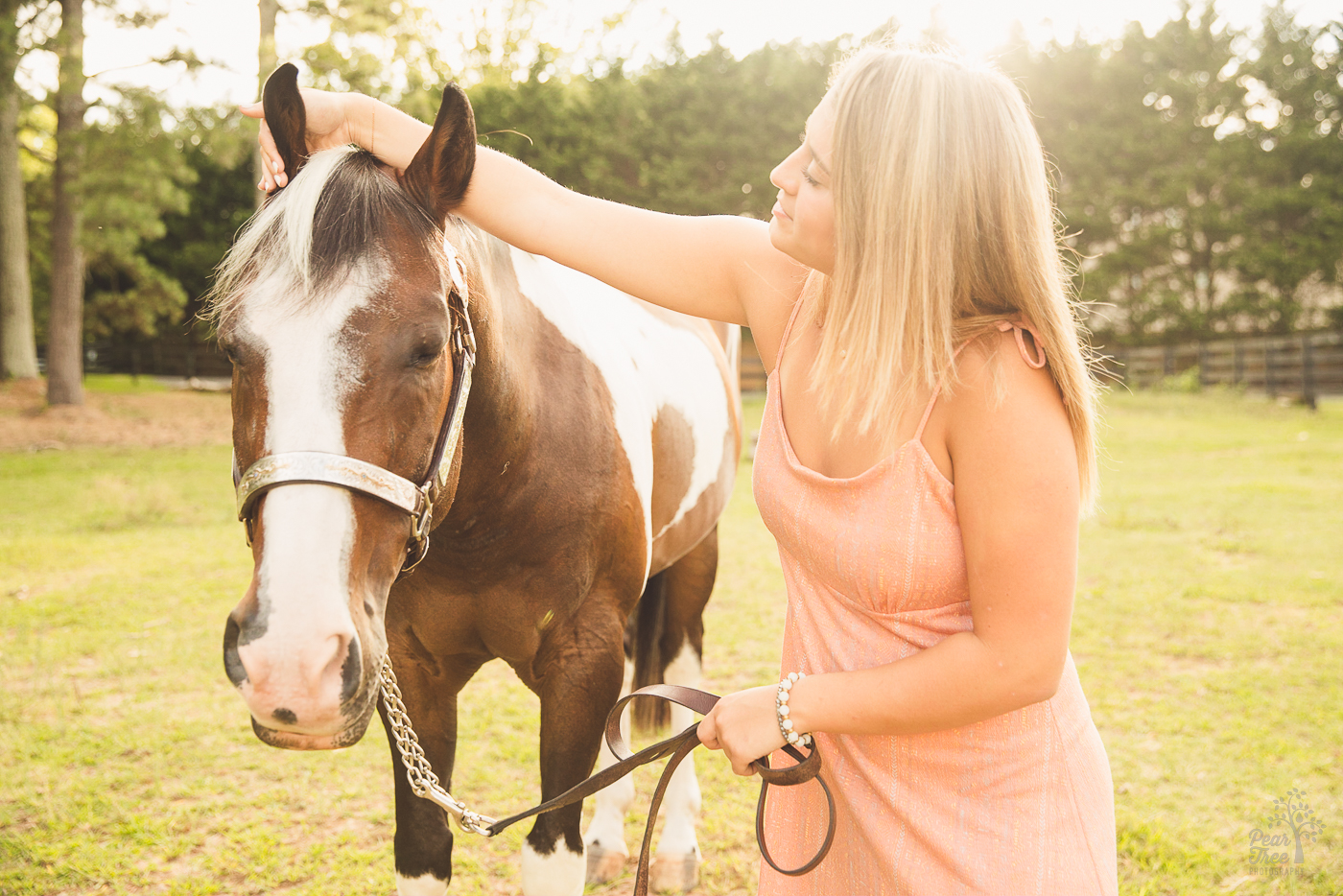 Woodstock high school senior pushing her horse's ears forward