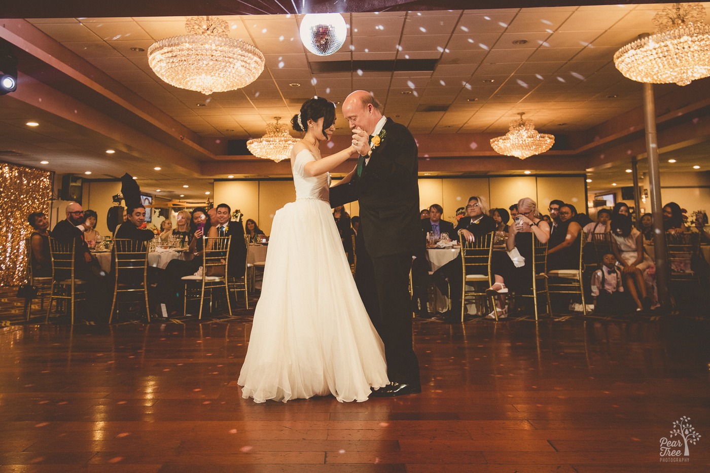 Chinese American daughter bride dancing with her white American father at Canton House wedding reception