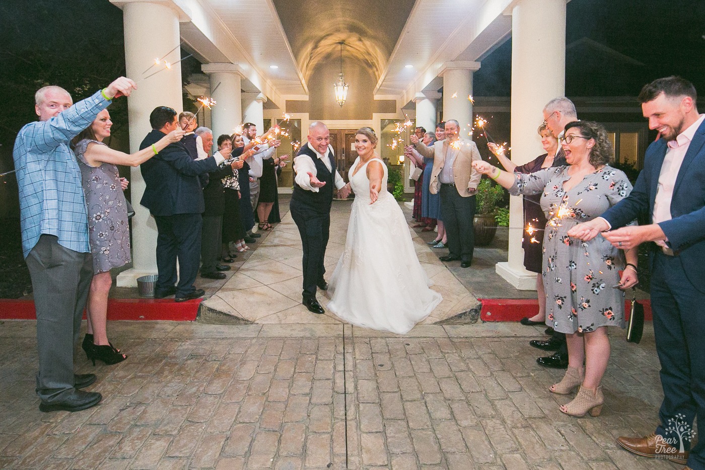 Cumming Polo Fields wedding exit with sparklers