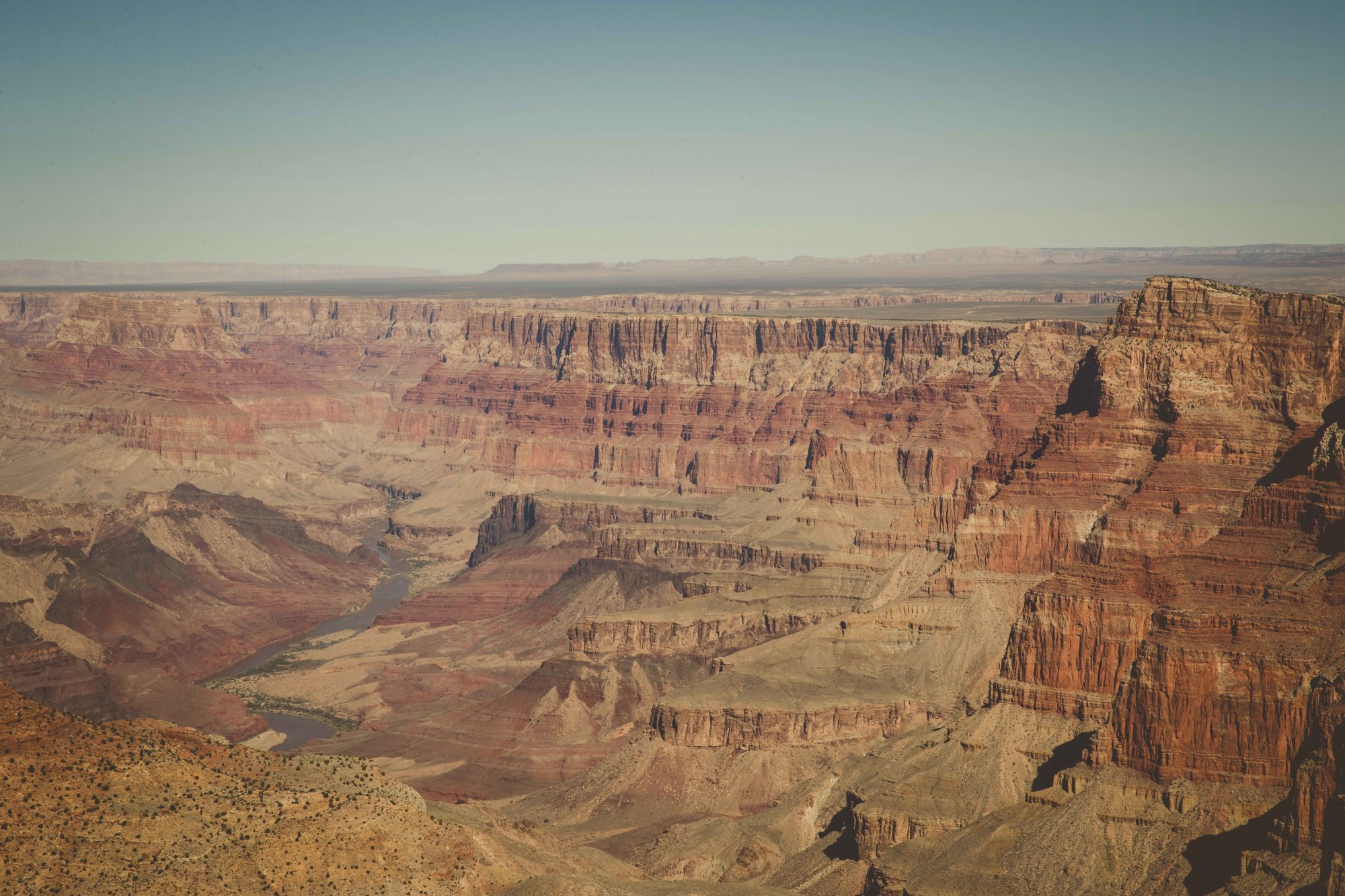 View of the Grand Canyon and the Colorado River winding through the bottom