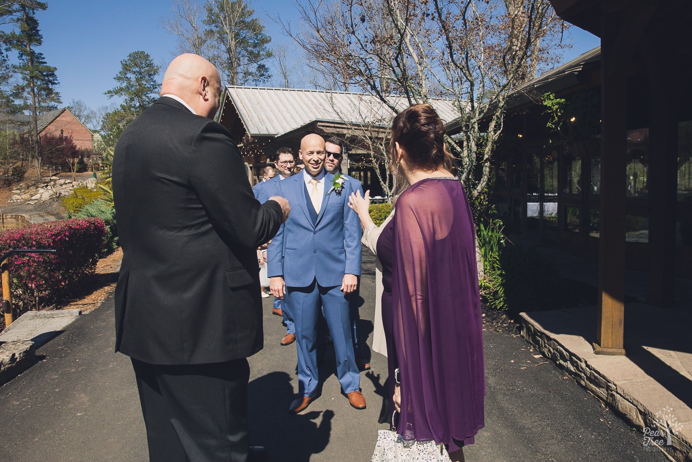 Groom ready to walk to the altar at Rocky's Lake Estate