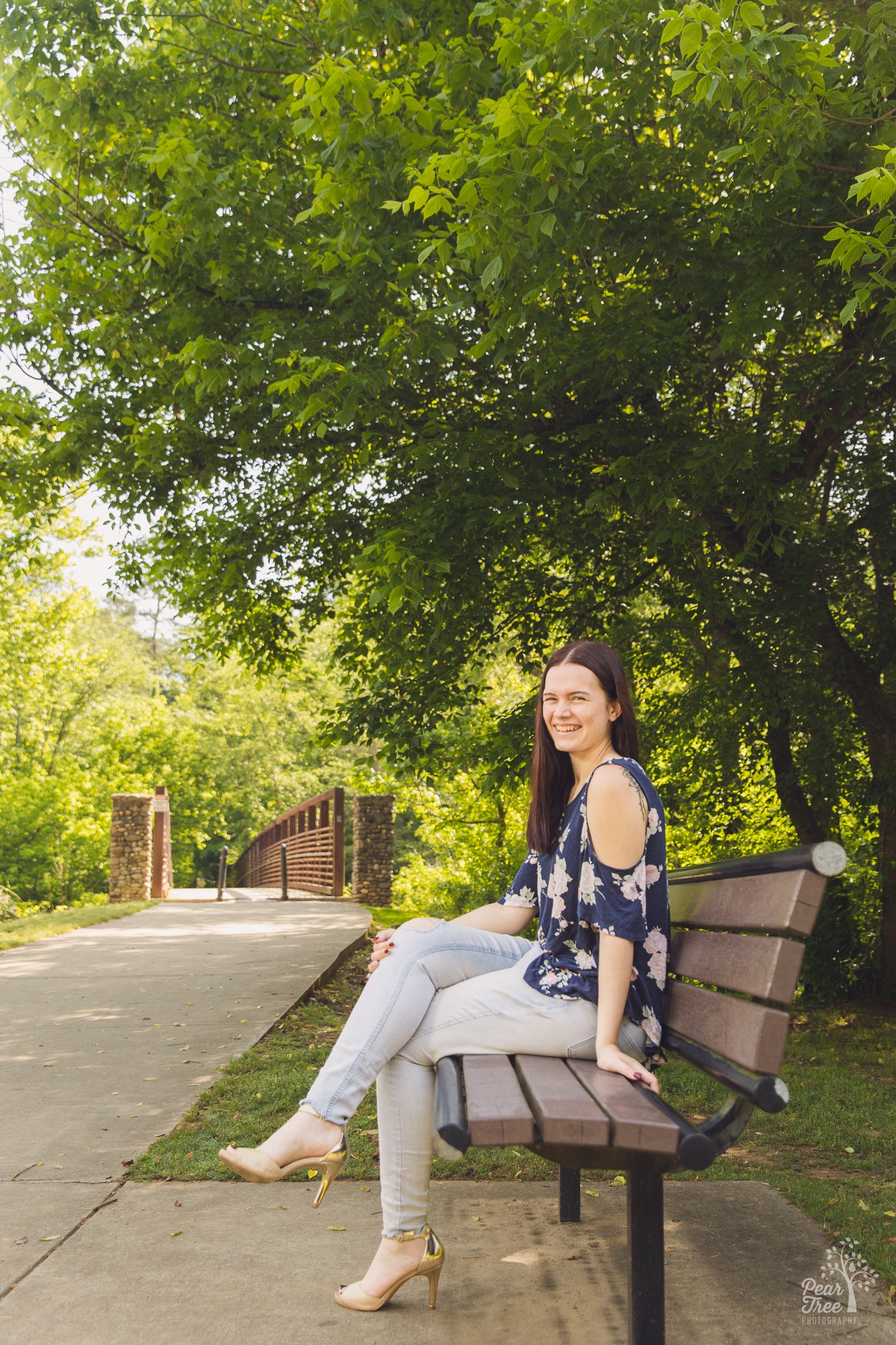 River Ridge High School Senior session with a pretty girl at Olde Rope Mill Park in Woodstock