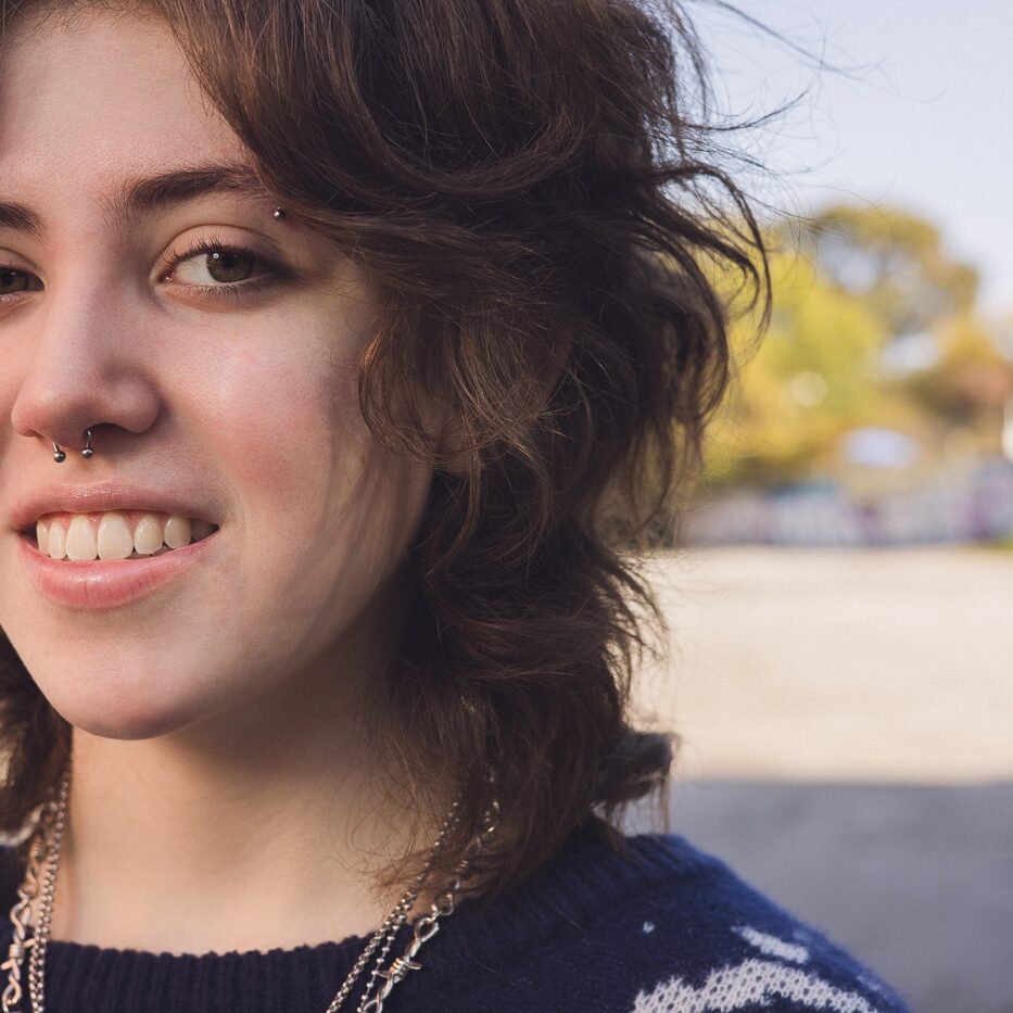 High school senior smiling at the camera