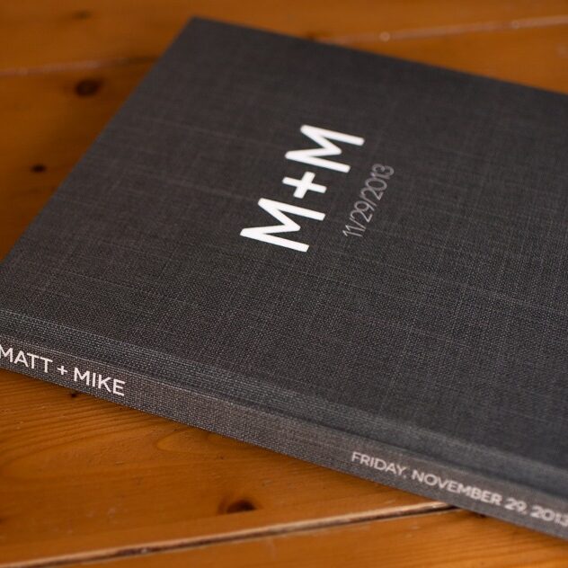 Acrylic cover wedding album for Matt + Mike